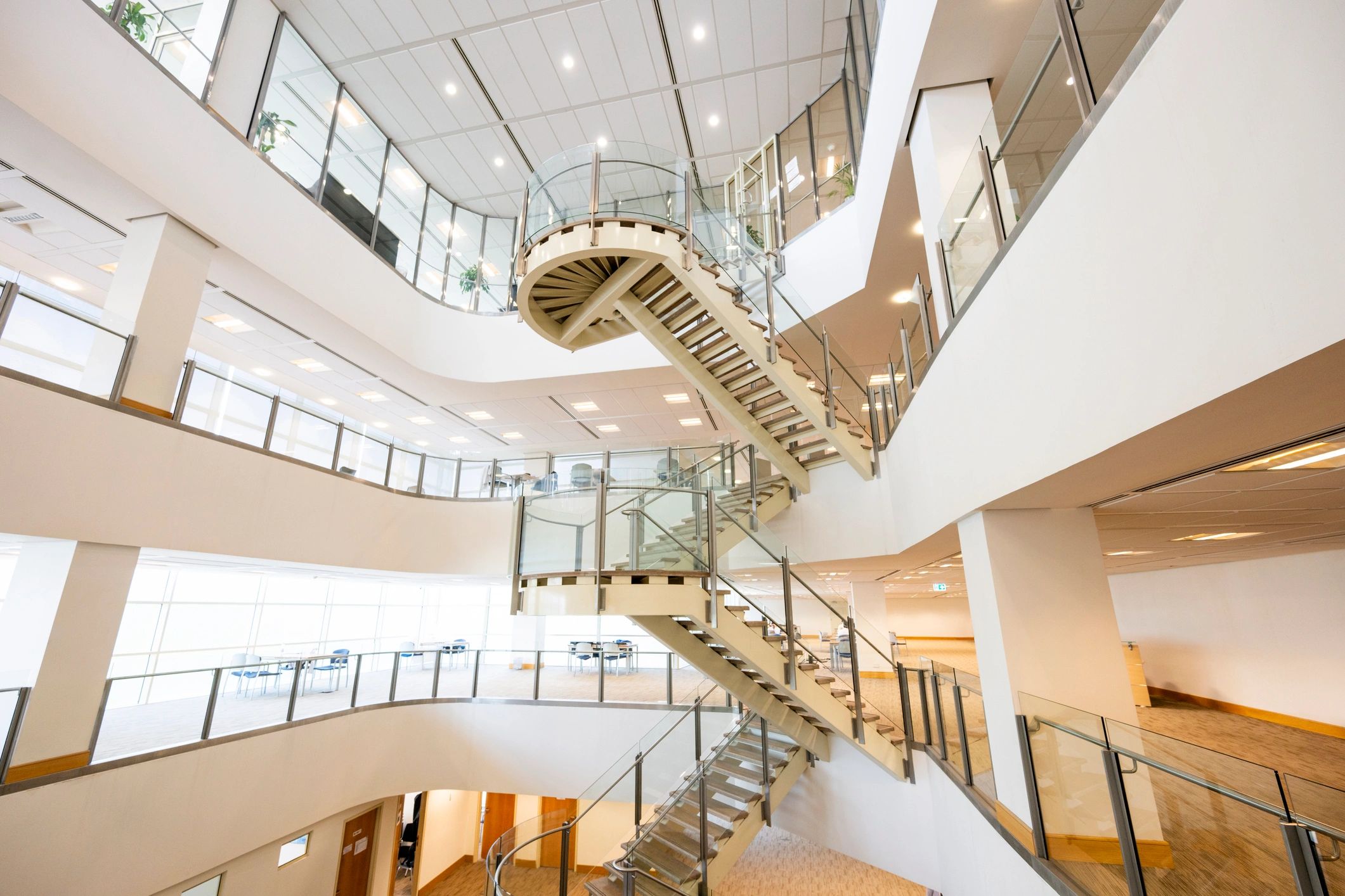Bright interior architecture with open atrium